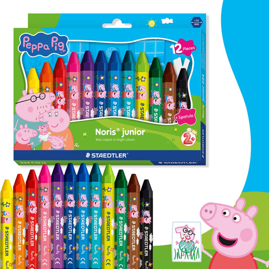 Staedtler peppa pig x noris junior waskrijtjes - set 12 st