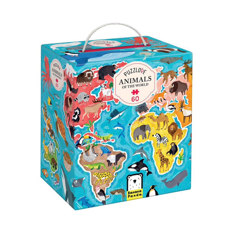 Load image into Gallery viewer, Banana panda puzzelliefde dieren over de wereld (60 pcs).
