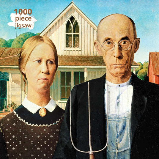 Adult jigsaw puzzle grant wood: american gothic: 1