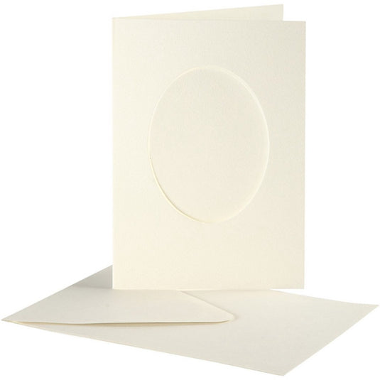 Creativ company kaarten enveloppen passepartout ovaal 10,5x15 cm off-white 10 stuks