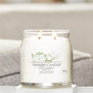Yankee candle - white gardenia medium geurkaars - 50 branduren - 2 lonten