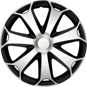 Carpoint wieldoppenset mega 15 inch zwart zilver 4 stuks