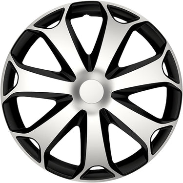 Carpoint wieldoppenset mega 15 inch zwart zilver 4 stuks