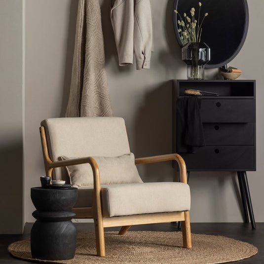 Woood mark fauteuil - stof - naturel - 75x67x82