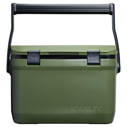 Stanley adventure outdoor cooler 15.1l - ijskoud voor 36 uur - dubbelwandig geïsoleerde coolbox - bpa vrij - deksel fungeert ook als stoel - camping koelbox - waterdicht - green
