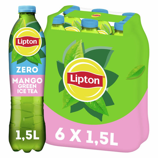 Lipton ice tea green fles - mango zero - zonder suiker - 6 x 1500 ml - voordeelverpakking