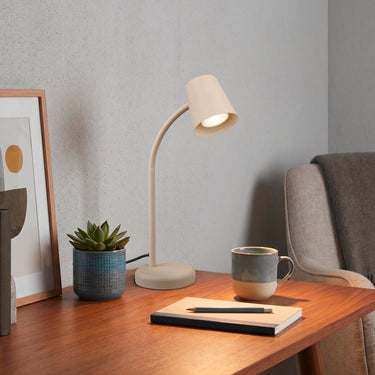 Briloner skriva - tafellamp - bureaulamp - met snoer - draaibaar tafellampje - excl. gu10 - 13 x 38,5 cm - beige