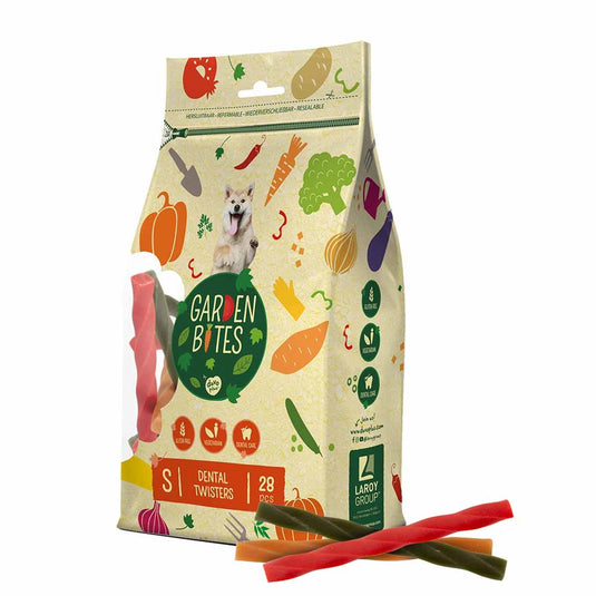 Garden bites duvoplus - dental twisters hondensnacks - hondensnoepjes - vegetarisch glutenvrij - small 28st