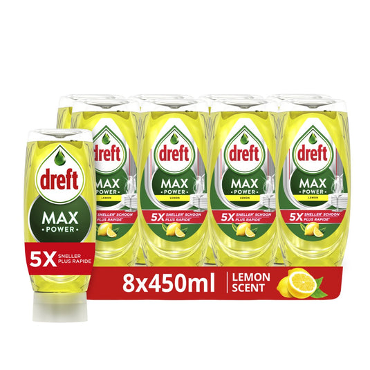 Dreft maxpower lemon vloeibaar afwasmiddel - 8 x 450ml