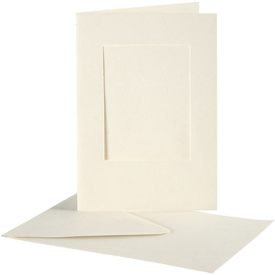 Creativ company kaarten enveloppen passepartout rechthoek 10,5x15 cm off-white 10 stuks