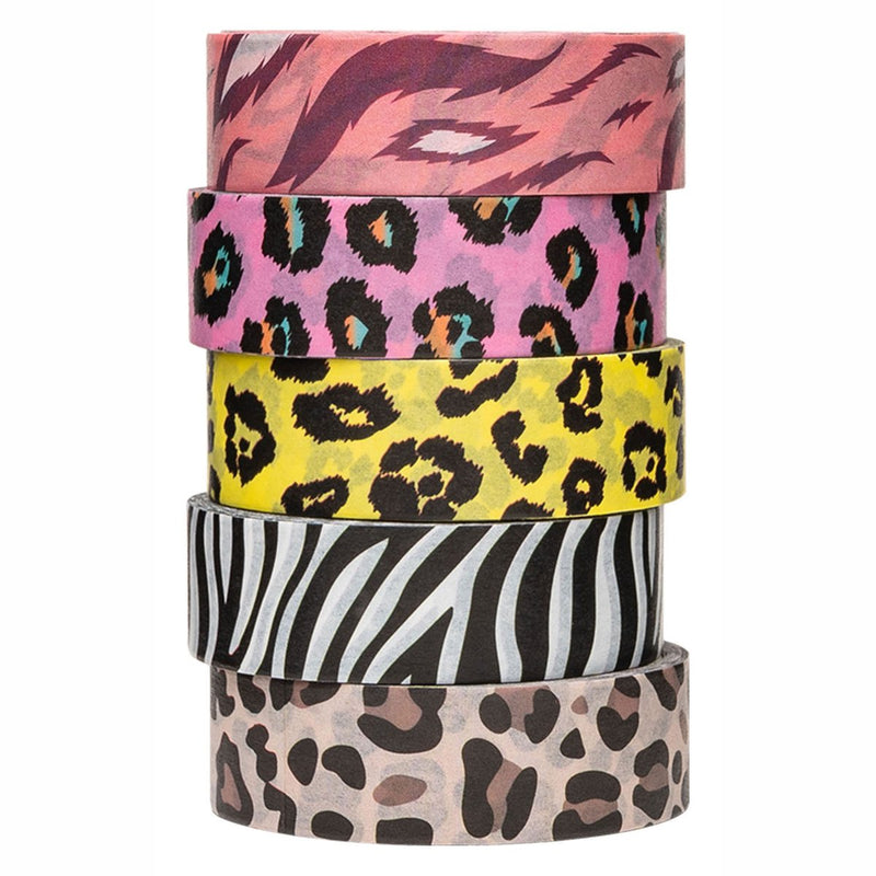 Load image into Gallery viewer, Colorations washi tape dieren patronen 5 rollen decoratie 5 meter.
