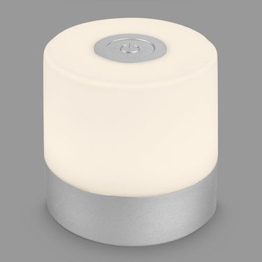 B.k.licht briloner - oplaadbare mini tafellamp - met usb-c - draadloos - dimbaar - buitenlamp - kinderlamp - 2.700k warm wit licht - 7x7 cm - chroom
