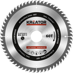 Kreator krt020415 cirkelzaagblad - hout - 185 mm - 60t