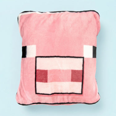Paladone minecraft pig 2-in-1 kussen deken - officieel gelicentieerde microsoft reisdeken, opvouwbare zachte fluffy plaid, compact ontwerp voor woonkamer of slaapkamer decoratie, 120cm x 150cm -
