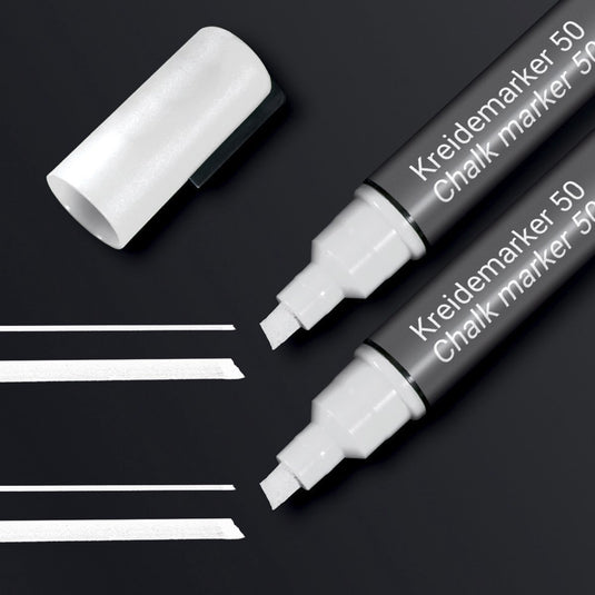 Sigel krijtstift - beitelpunt - 1-5 mm - wit - 2 stuks - si-ba184