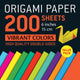 Origami paper 200 sheets vibrant colors 6 (15 cm)