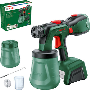 Bosch advancedspray 18v-500 - verfspuit - inclusief reinigingsborstel - maatbeker - verfcontainer met deksekl - fijne spray mondstuk - exlusief accu en lader