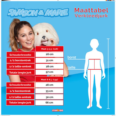 Samson marie verkleedkleding - verkleedjurk marie 6 8j - maat 134