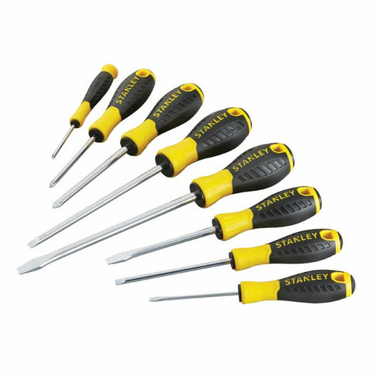 Stanley essential - schroevendraaierset - 8 stuks - staal - ergonomische handgreep
