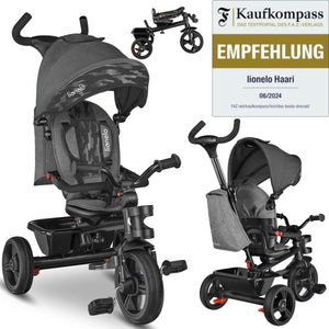 Lionelo haari - driewieler - drankhouder - 2in1 - draaibare zitting – rubberen onderhoudsvrije wielen – vrij wiel – schuifstang voor ouders – luifel – mand en tas – bekerhouder – groeit mee – vanaf 18 maanden tot 25 kg