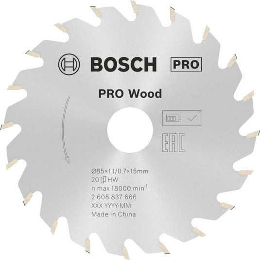 Bosch accessories 2608837666 cirkelzaagblad 85 x 15 mm aantal tanden: 20 1 stuk(s)
