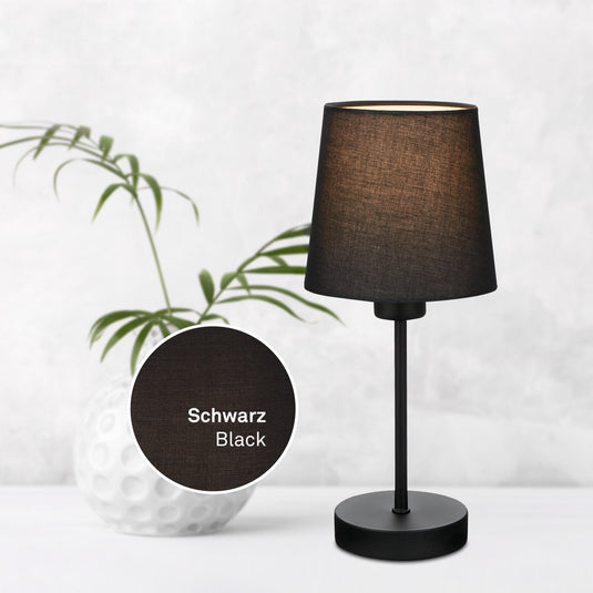 Briloner - tafellamp - bedlamp met stoffen kap - excl. e14 - ø14cm - zwart