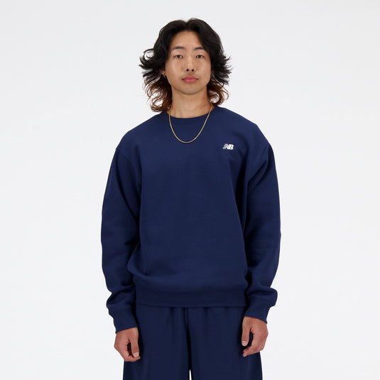 New balance sport essentials fleece crew heren trui - navy