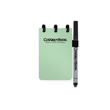 Correctbook a7 uitwisbaar notitieboek – misty mint – mix (lijntjes blanco) – herbruikbaar schrift – inclusief pen wisdoekje – pocketformaat