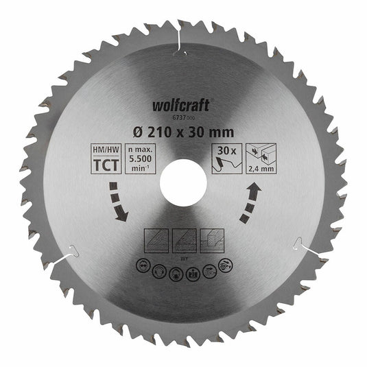 Wolfcraft - cirkelzaagblad 210x30mm - 30 tanden - voor cirkelzaag - hm, serie bruin - 6737000