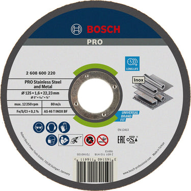 Bosch - doorslijpschijf recht expert for inox as 46 t inox bf, 125 mm, 22,23 mm, 1,6 mm