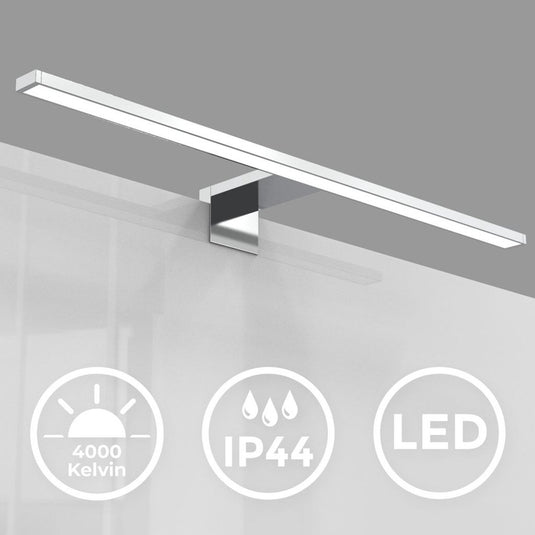B.k.licht - led spiegellamp - wandlamp met chroom kleur - badkamerverlichting - l:60cm - ip44 - 4.000k - 8w