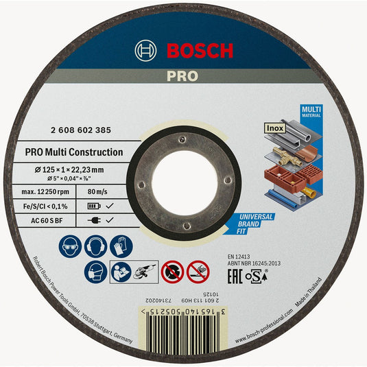Bosch - doorslijpschijf recht rapido multi construction acs 60 v bf, 125 mm, 22,23 mm, 1,0 mm