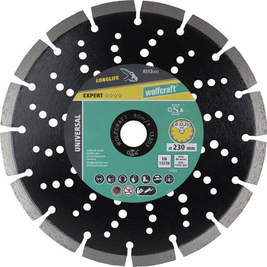 Wolfcraft - diamantdoorslijpschijf ø 230 mm - doorslijpschijf diamant - slijpschijf haakse slijper - 8312000