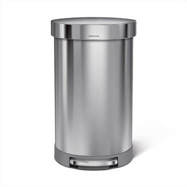 Simplehuman halfronde pedaalemmer - 45 liter - met zakkenrand - geborsteld roestvrij staal