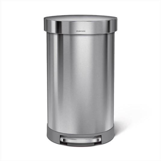 Simplehuman halfronde pedaalemmer - 45 liter - met zakkenrand - geborsteld roestvrij staal