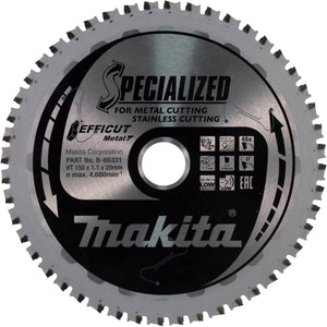 Makita cirkelzaagblad voor rvs staal | efficut | ø 150mm asgat 20mm 48t - b-69294