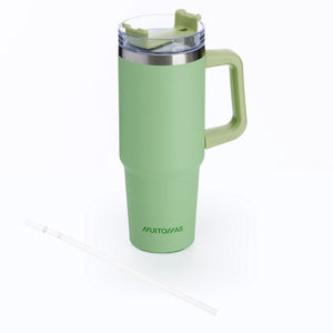 Muitomas reismok - travel mug - dubbele geïsoleerde wand - praktisch rietje handvat - 900ml - groen