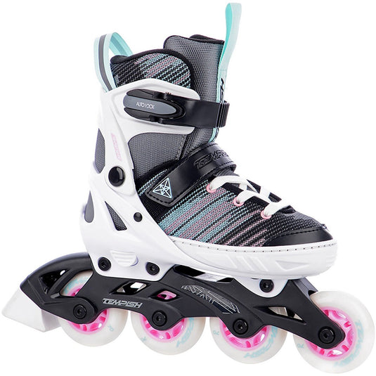 Tempish systent skeelers - inline skates - verstelbaar - kinderen - wit zwart roze - maat 33-36