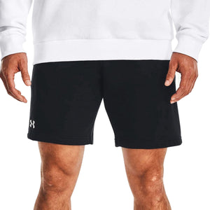 Under armour ua rival fleece shorts-blk heren sportbroek - zwart - wit