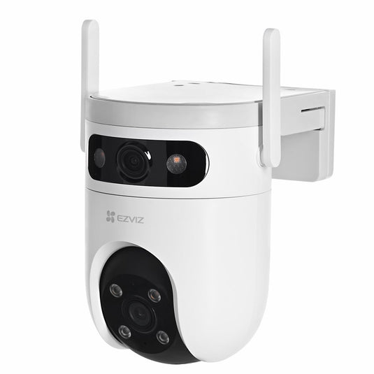 Ezviz h9c 2k+2k buiten camera dubbele lens, 360° beveiligingscamera ip camera buiten met kleuren nachtzicht, beveiligingscamera ai persoon voertuig detectie, tweeweg audio-compatibel met amazon alexa en google assistant- ai-tracking -geen maandkosten