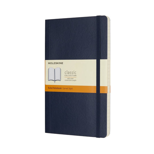 Moleskine classic notitieboek - large - softcover - gelinieerd - saffier blauw