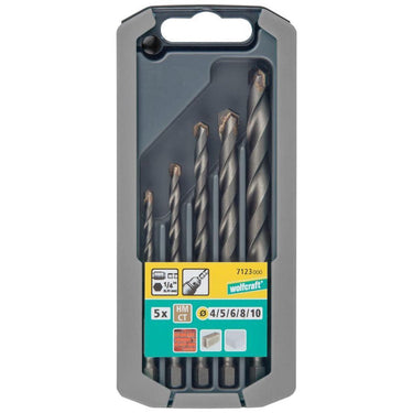 Wolfcraft - steenboor set - 4 tot 10 mm - 5 delig - hardmetaal - zeskantschacht - 7123000