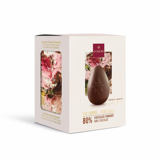 Domori - gianluca franzoni luxe pure chocolade paasei 80% cacao – venezuela rio caribe dark chocolate ei – premium chocolade cadeau met verrassing – 70 gram
