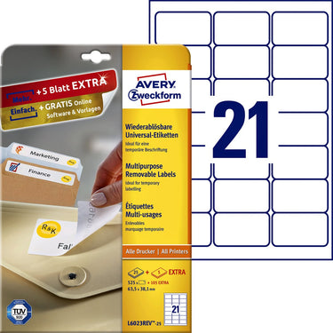 Merkloos sans marque herkleefbare etiketten avery l6023-25 wit