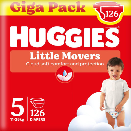 Huggies ® little movers baby luiers, maat 5 (11 tot 25 kg), 126 luiers met disney© designs, giga pack