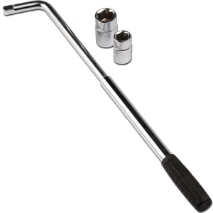 Dunlop wielmoersleutel - wielsleutel telescopisch 34-55cm - met 2 dubbele doppen 17 19mm-21 23mm - staal - zilver zwart