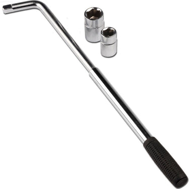 Dunlop wielmoersleutel - wielsleutel telescopisch 34-55cm - met 2 dubbele doppen 17 19mm-21 23mm - staal - zilver zwart