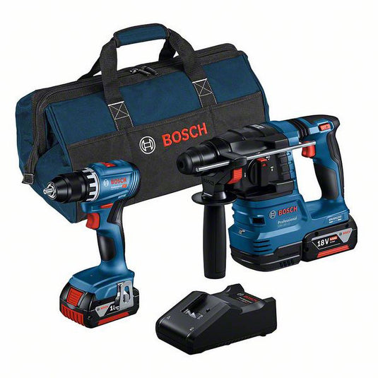 Bosch professional accu combiset - gereedschap combiset gsr 18v-45 + gbh 18v-22 18v 4.0ah in tas - 0615a50038