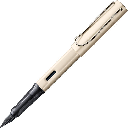 Lamy lx luxe vulpen 058 van licht aluminium in de kleur palladium met edelmetaalafwerking en glanzend zwarte pvd-stalen penpunt, inclusief blauwe t 10 inktpatroon en geschenkverpakking