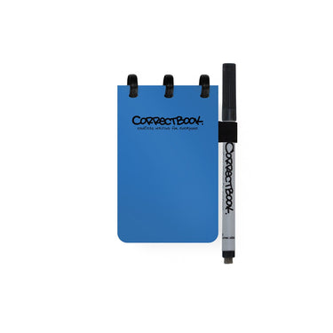 Correctbook a7 uitwisbaar notitieboek – earthy blue – mix (lijntjes blanco) – herbruikbaar schrift – inclusief pen wisdoekje – pocketformaat